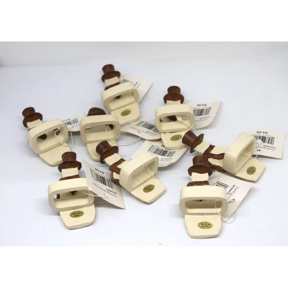 Flurryville Collection Artic Bart Snowman Napkin Rings Set of 8 Rare Retired